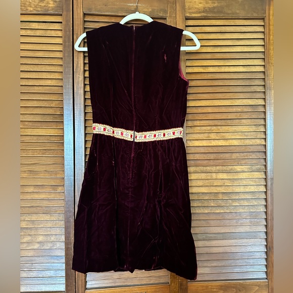Vintage 1960s Gay Gibson burgundy velvet fit and flare dress size xs/s - Picture 6 of 8